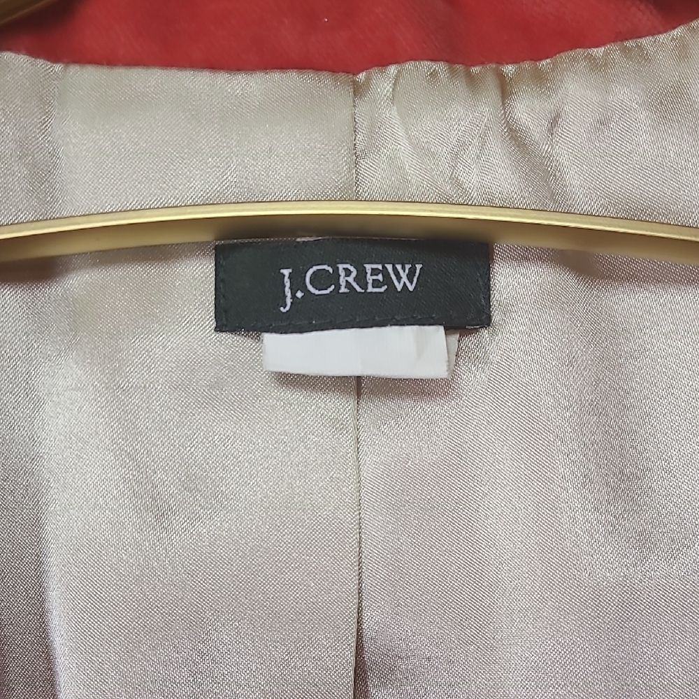 J. Crew 2008 Women's Velvet Dark Coral Red Blazer 100% Cotton - Picture 2 of 16